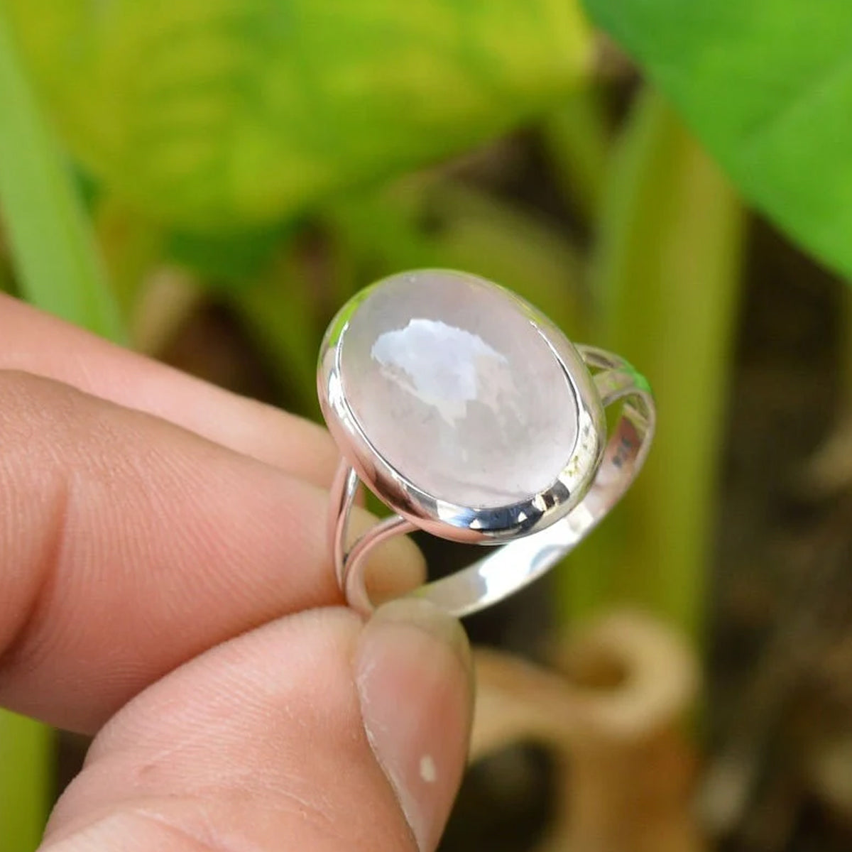 Raw Rose Quartz ring | Lotus – Aura Muse