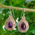 Amethyst Earrings Natural Amethyst Semi Precious Stone Earring,925 Sterling Silver Earring,Pear Stone With hoop Earring,Bride Earring Sister