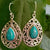 Synthetic (imitation) turquoise dream earrings with man-made turquoise,handmade earing,92.5% silver earring