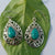 Synthetic (imitation) turquoise dream earrings with man-made turquoise,handmade earing,92.5% silver earring