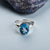 Blue Topaz Solid 925 Sterling Silver Ring Jewelry