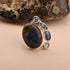 Blue Topaz Labradorite Kynite Solid 925 Sterling Silver Ring Jewelry