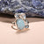 Blue Topaz Rainbow Moonstone Larimer Solid 925 Sterling Silver Ring Jewelry
