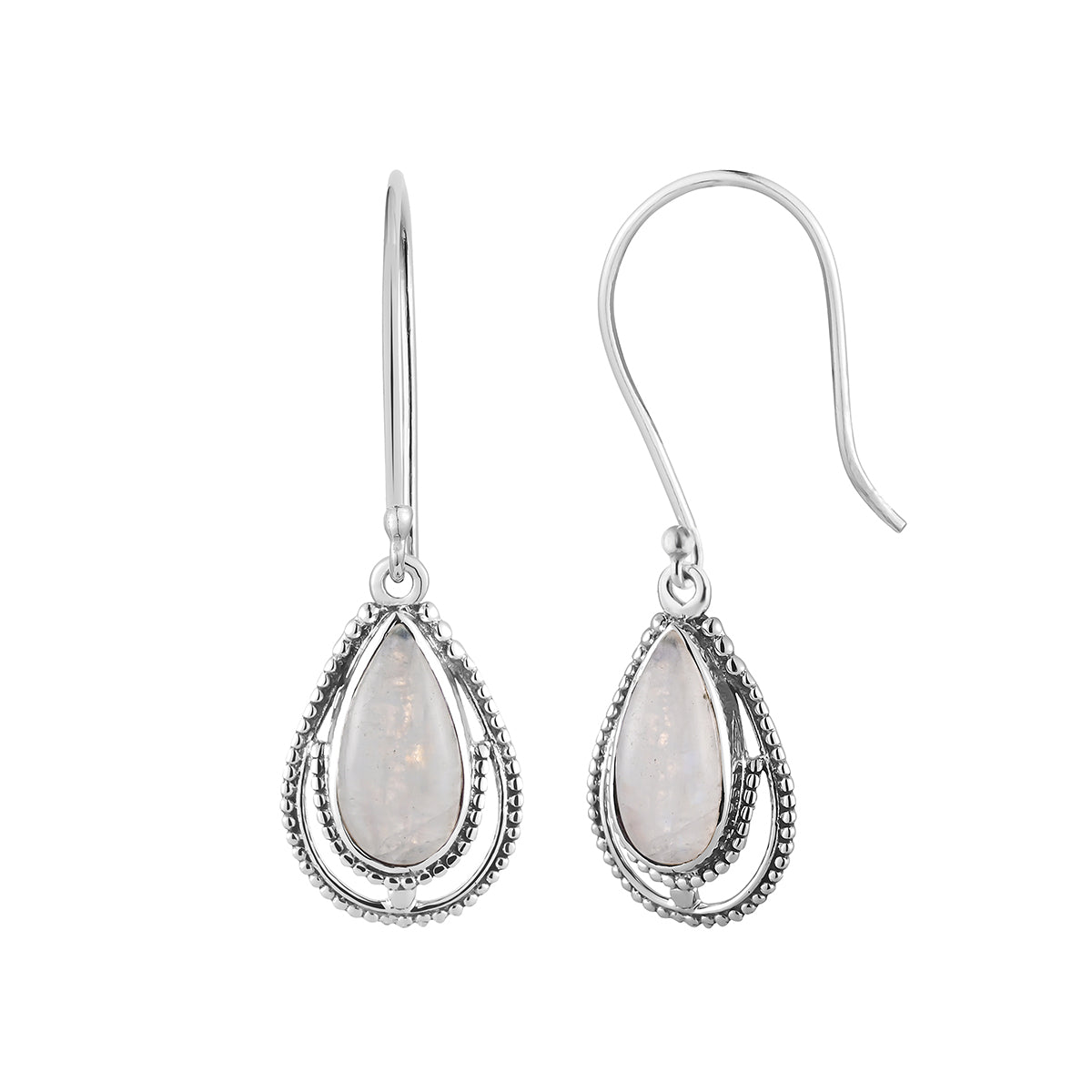 Natural Rainbow Moonstone Teardrop Earrings, 925 Sterling Silver Handmade Dangle Drop, Unbranded Ag-118