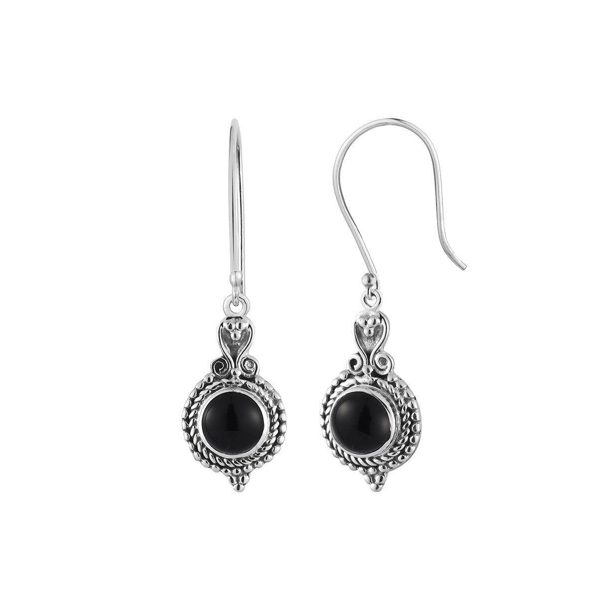 Black Onyx Drop Earrings In Sterling Silver - Foto 3