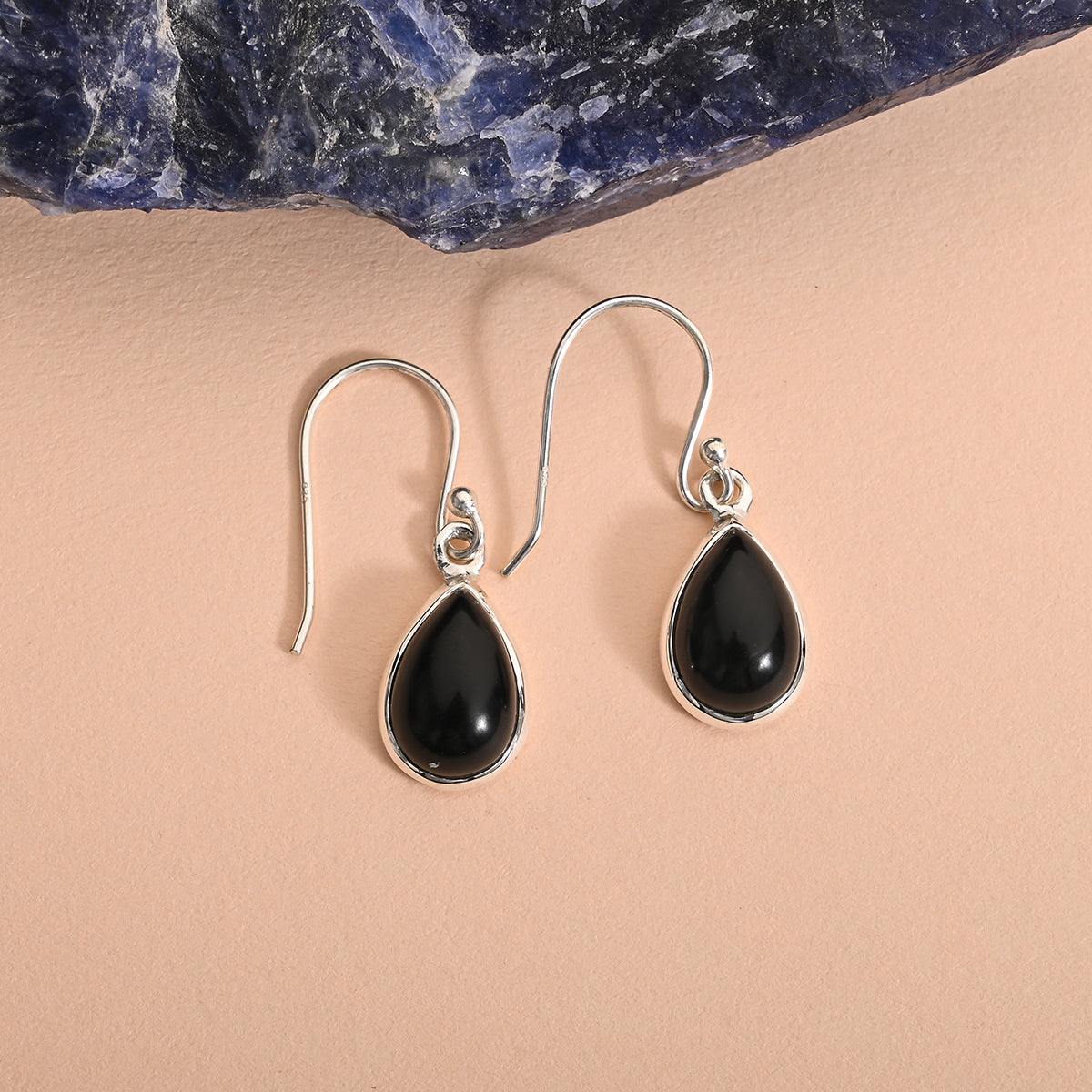 Black Onyx Drop Earrings In Sterling Silver - Foto 12
