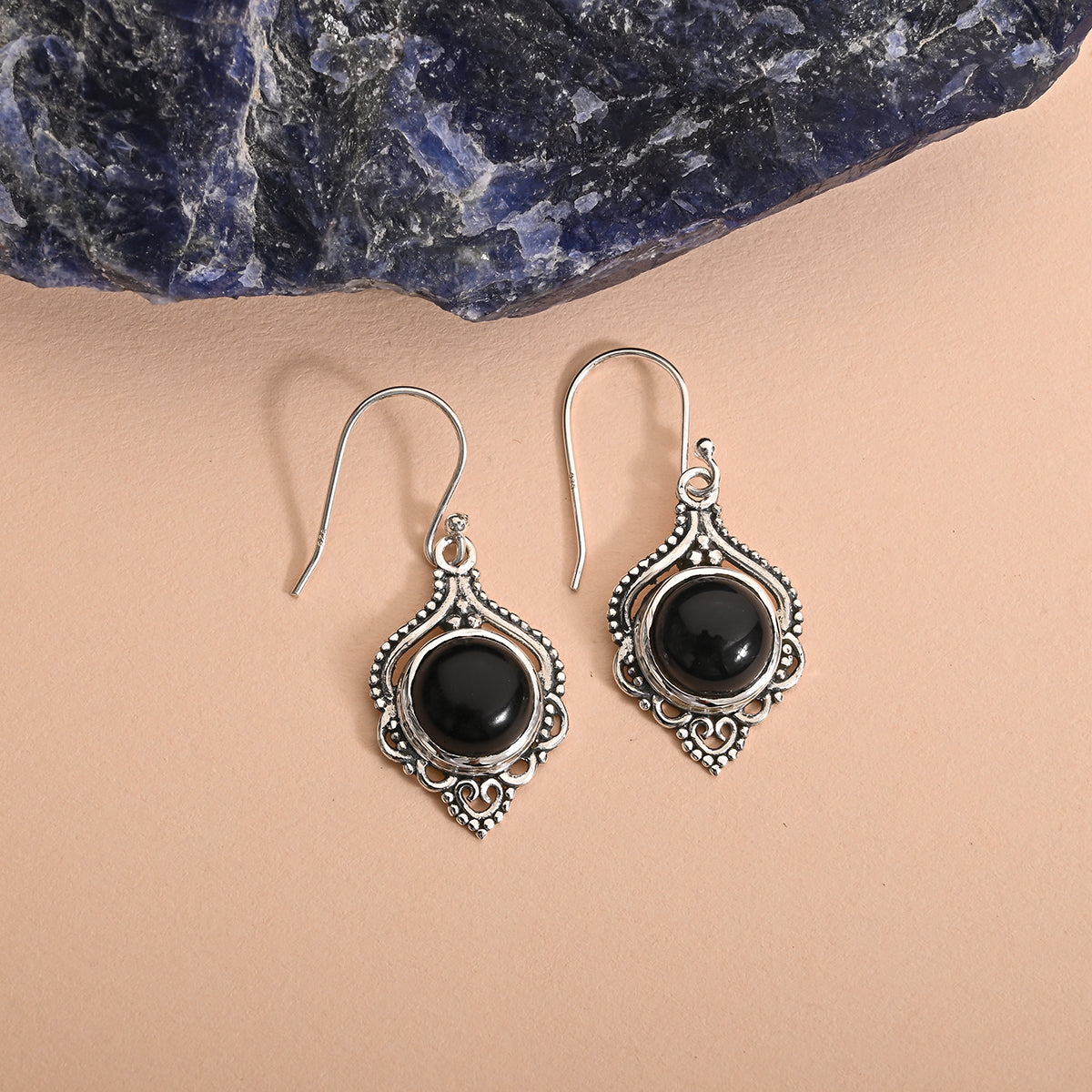 Sterling Silver Dangle Earrings - Black Onyx Sterling Silver Dangle Earrings - Black Onyx