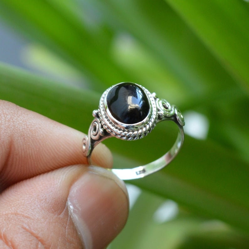 HOT Black Gemstone Ring Black Onyx Ring Black Onyx Ring Men