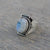 Rainbow  Moonstone Ring, blue Moonstone Silver Ring, Moonstone Ring, Crescent Moon Ring, Moonstone Statement Ring, Boho Ring