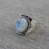 Rainbow  Moonstone Ring, blue Moonstone Silver Ring, Moonstone Ring, Crescent Moon Ring, Moonstone Statement Ring, Boho Ring