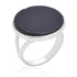 Natural flat round black onyx ring ,round stone ring,shiny black stone ring,925 Sterling Silver Ring,Gift for her-l,December Birthstone